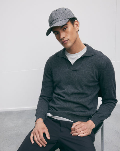 Open-Collar Knitted Polo