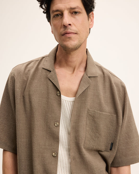 Sage Linen Blend Seersucker Shirt